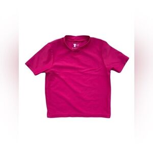 Primary Size 4-5 Fuchsia Short Sleeve Swim Rash Guard